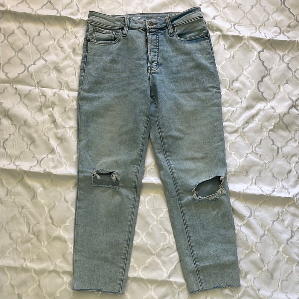 Women's Light Blue Distressed Jeans